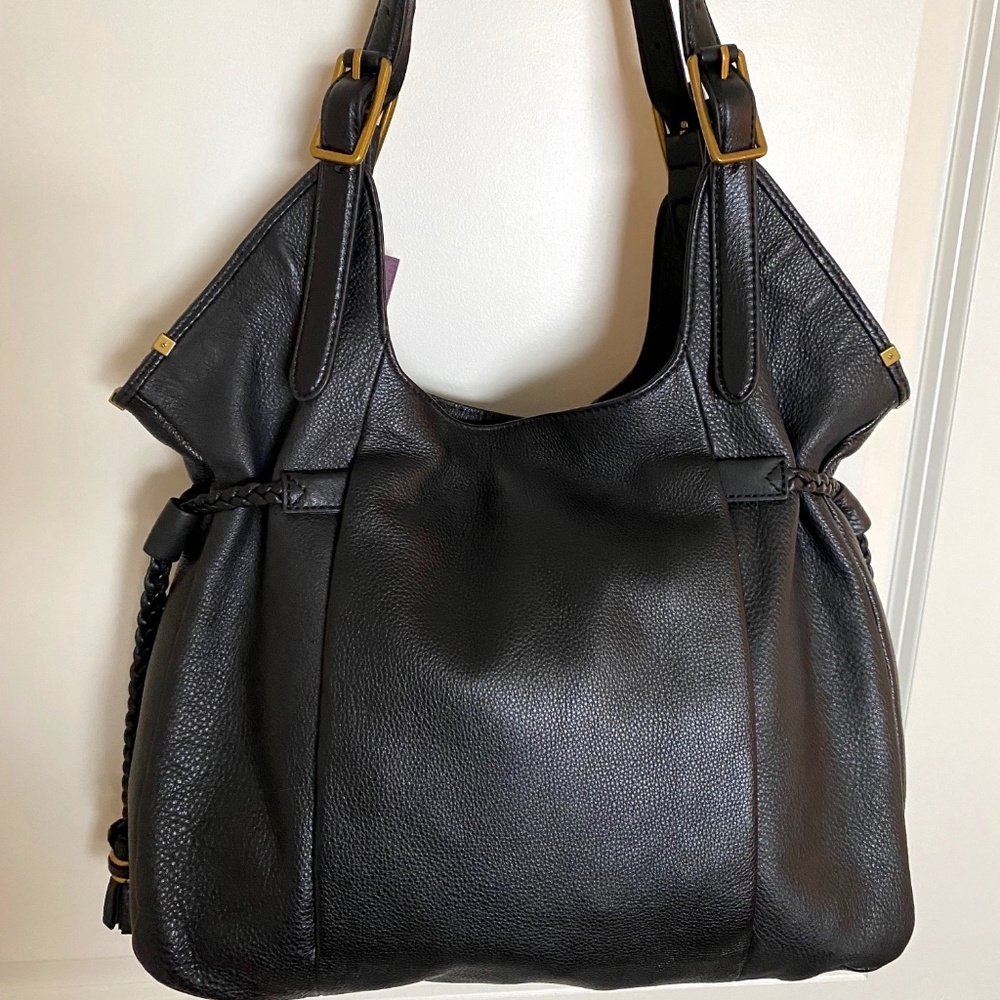 NWT Elliot Lucca Black Leather Satchel - Picture 8 of 12